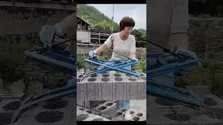 Satisfying Process Of Simple Clamp Tool Holding And Loading Porous Concrete Bricks [upl. by Akemal761]