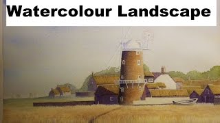 Watercolour Landscape Painting Demo Cley Windmill [upl. by Neimad]