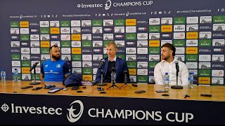 Leo Cullen Caelan Doris and Jamison GibsonPark speaking after Leinsters win over Northampton [upl. by Amzaj]