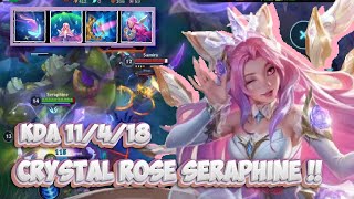 11 KILL  CRYSTAL ROSE SERAPHINE FULL GAMEPLAY  WILD RIFT BUILD  RUNES [upl. by Lledrac]