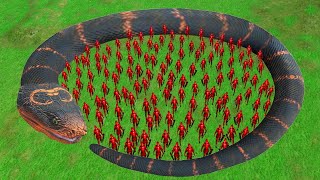 1 GIANT SNAKE vs 10000 SOLDIERS Beast Battle Simulator [upl. by Schick449]