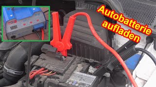 Autobatterie laden mit Ladegerät Anleitung  Autobatterie aufladen ohne Ausbau amp abklemmen [upl. by Mahsih]