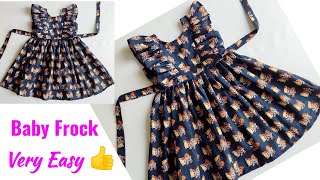 Baby Frock Cutting and Stitching Easy  RuffleFrill Baby Frock Cutting and Stitching [upl. by Laveen87]