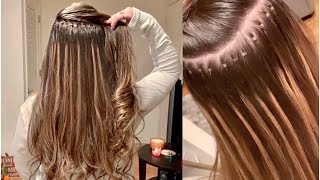 HAIR EXTENSIONS Full Head of ILink Micro Ring Extensions [upl. by Ahar409]