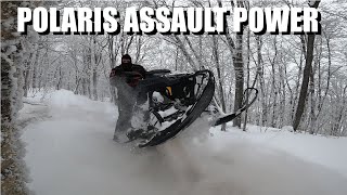 2021 Polaris Matryx Assault Playing In Deep Snow [upl. by Aridaj]