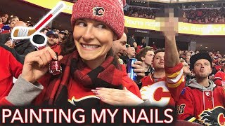 Painting My Nails at a Hockey Game eh 🇨🇦 [upl. by Trebornhoj]