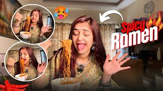 EXTREME SPICY RAMEN NOODLES CHALLENGE 🌶️🥵🍝 [upl. by Nodnal]