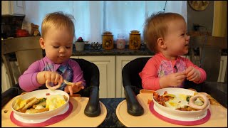 Twins try eggs florentine [upl. by Nevaj]