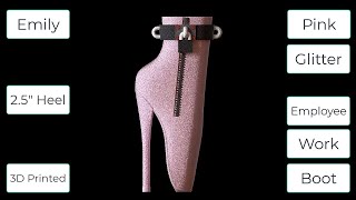 Emily Ballet Boots in Pink Glitter Employee Work Boot  3D Printed Shoes on Turntable – REUP [upl. by Allehcram]