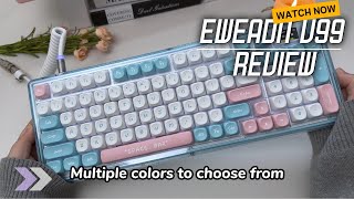 EWEADN V99 Cute Wireless Mechanical Keyboard Unboxing amp Review [upl. by Eojyllib]