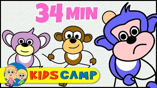 Five Little Monkeys  More Nursery Rhymes And Kids Songs by KidsCamp [upl. by Ydnat791]