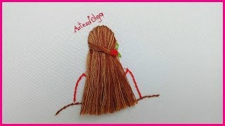 How to Embroider Hair with Turkey Stitch  Como Bordar Cabello con Punto Turco  ArtesdOlga [upl. by Nyltyak]