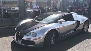 Random Chrome 1of5 Bugatti Veyron Pur Sang in Enfield Retail Park London [upl. by Troc]