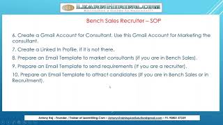 04 Bench Sales End to End Process SOP [upl. by Hale]