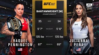 🔴 UFC 307 Raquel Pennington vs Julianna Peña  Full Fight amp Highlights  Bantamweight W Title [upl. by Eizdnil]