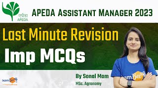 APEDA 2023  APEDA Assistant Manager Last Min Revision Questions  By Sonal Mam [upl. by Rosio]