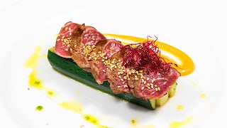 Tataki de Presa Ibérica de Bellota Discarmontes con calabacín asado [upl. by Znarf]