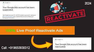 How to Reactivate Google Ads Suspended Account✅ Google Adwords circumventing systems 100 Live Fix [upl. by Thain740]