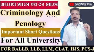 Criminology And Penology In Hindi Important Short Questions By Ankit Sharma Sir [upl. by Winter]