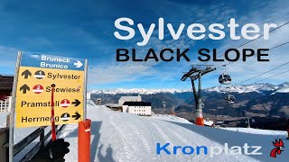 Skiing Sylvester black slope no1 in Kronplatz  Plan de Corones 2023 skiing [upl. by Odnala]