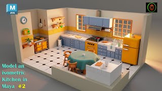 Autodesk Maya  How to Model an Isometric Kitchen  Part 2 of 3 [upl. by Sonja]