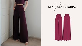 DIY Knit Wide Leg Loungewear Pants  Sewing Pattern [upl. by Anairuy654]