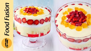 Eid Dessert Recipe  Strawberry amp Fruit Custard Trifle by Food Fusion [upl. by Norrie]