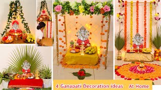 Last Minute 4 Easy Ganpati decoration ideas at home Ganpati backdrop decoration ideas [upl. by Phiona365]