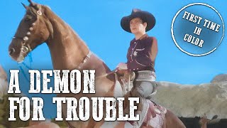 A Demon for Trouble  COLORIZED  Bob Steele  Classic Western Film [upl. by Enybor]