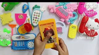 ASMR satisfying Sanrio hello kitty plastic modern miniature phone set review chutti asra [upl. by Aihsinat]