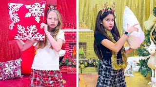 Nastya and a new Christmas Red VS Gold Challenge [upl. by Wittie]