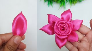 DIY Amazing Satin Ribbon Flower Idea  How to Make Ribbon Flower [upl. by Lodge495]