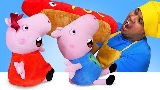 Vamos fazer comidinha e cachorro quente de massinha Play Doh Hora do lanche com a Peppa Pig [upl. by Chemash582]