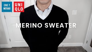 UNIQLO HAUL Mens Merino Sweater Review  Info amp Fit Guide [upl. by Froemming]