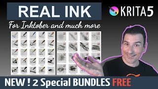 41 Ink BRUSHES in Krita 5 for inktober and MUCH MORE [upl. by Jillayne]