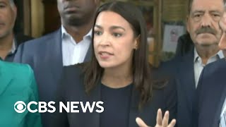 Alexandria OcasioCortez calls for more federal funding to address New Yorks migrant crisis [upl. by Annaegroeg]