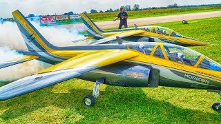 2X GIGANTIC SCALE RC TURBINE JETS 110KG ALPHA JETS  JET POWER 2018 [upl. by Norret939]