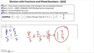 MultDiv Fractions and Mixed Numbers 2024 Quiz  Answer Review [upl. by Aire313]