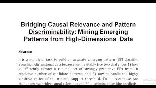 Bridging Causal Relevance and Pattern Discriminability Mining Emerging Patterns from High Dimension [upl. by Henrique304]