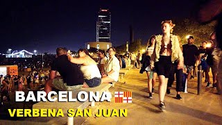 Barcelona 🔥 La Fiesta de San Juan  Celebration on the Beaches 2023 Spain [upl. by Ahsemac983]