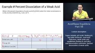 DAT Finding Percent Dissociation of a Weak Acid Acetic Acid [upl. by Fanechka]