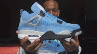 BEST SNEAKER OF 2021 AIR JORDAN 4 UNIVERSITY BLUE REVIEW with on foot [upl. by Nylauqcaj901]