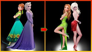 Frozen Disney Elsa Anna Glow Up Sexy Style  Frozen Movie Art [upl. by Fahy]