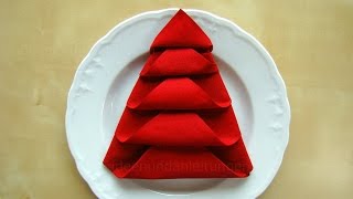 Servietten falten Weihnachten  Tanne  Tischdeko Weihnachten  Origami mit Servietten  DIY [upl. by Adnarym]