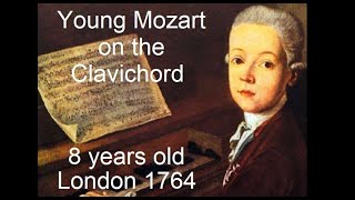 Young Mozart on the clavichord aged 8  London Sketchbook k15aa 1764 [upl. by Enileuqaj]