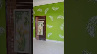 Leaf Stencil Design Wall Painting Design leafprinting stencilpainting wallpainting [upl. by Nerwal]