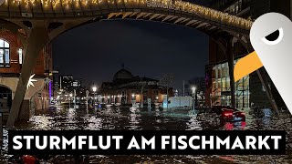 Schwere Sturmflut in Hamburg  Sturmtief Zoltan überflutet den Fischmarkt [upl. by Nhepets]