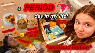 a period day in my life WEEKEND EDITION  getting ready to have my period at school [upl. by Erreid]