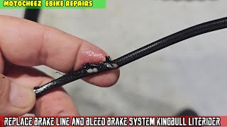 Repair broken hydraulic brake line replace hose and bleed out system with bleed kit KINGBULL [upl. by Li929]