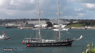 SEA TRAINING SHIP TS ROYALIST LEAVES DEVONPORT NAVAL BASE AND ENTERS QUEEN ANNES BATTERY 12924 [upl. by Agni320]